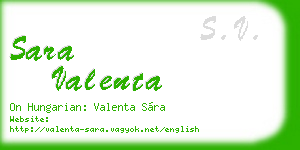 sara valenta business card