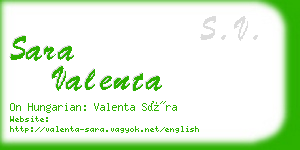 sara valenta business card